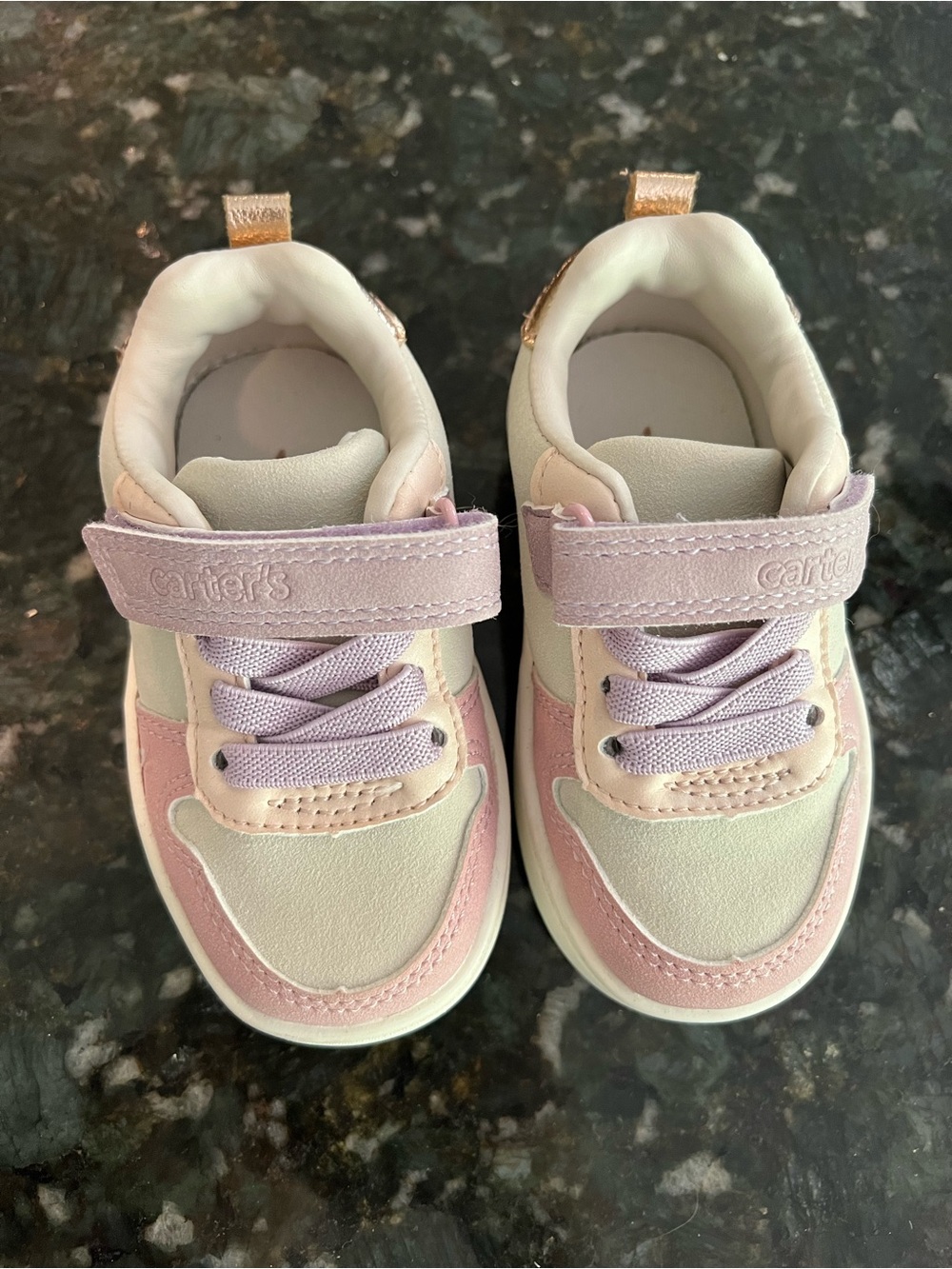 Carter's Toddler Sneakers in Light Pink and Cream with Lilac Laces